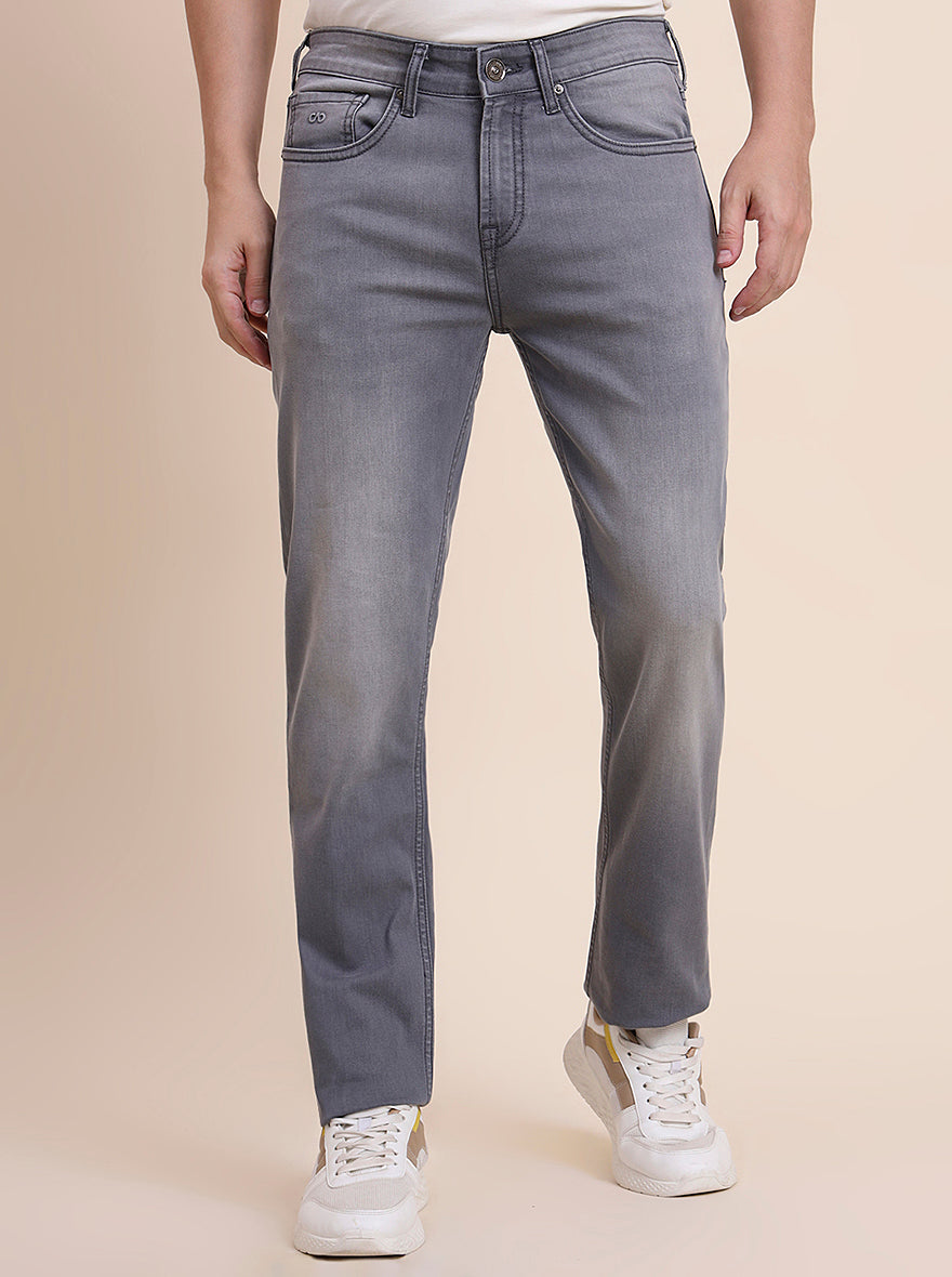 Mid Grey Washed Straight Fit Jeans | JadeBlue