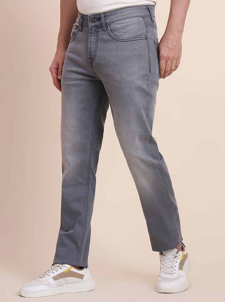 Mid Grey Washed Straight Fit Jeans | JadeBlue