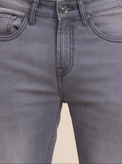 Mid Grey Washed Straight Fit Jeans | JadeBlue
