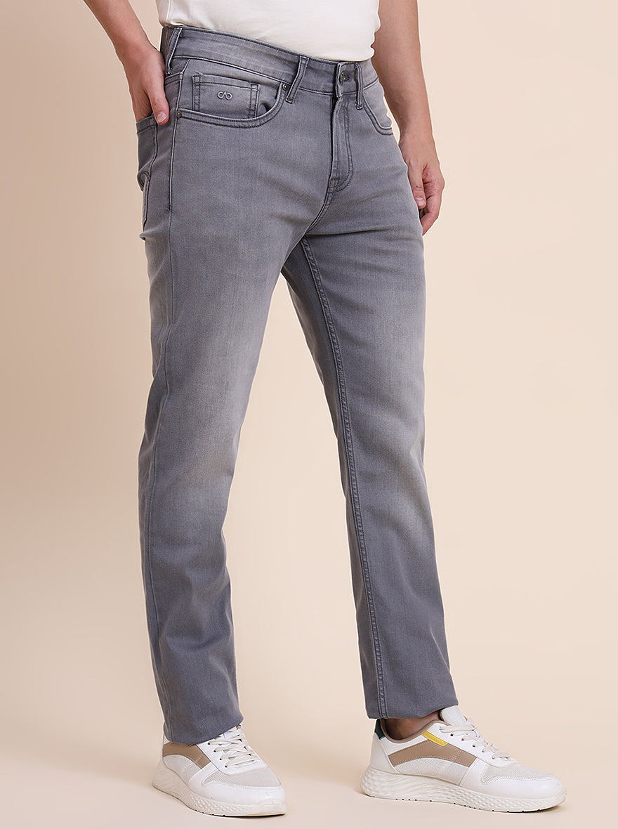 Mid Grey Washed Straight Fit Jeans | JadeBlue