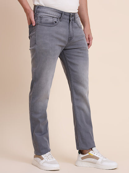 Mid Grey Washed Straight Fit Jeans | JadeBlue