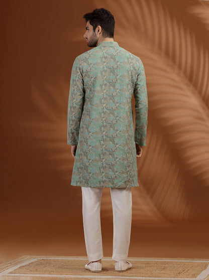 Mint Green printed Kurta Pajama | TULA