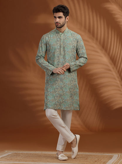 Mint Green printed Kurta Pajama | TULA
