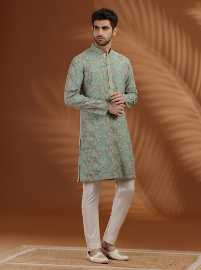 Mint Green printed Kurta Pajama | TULA