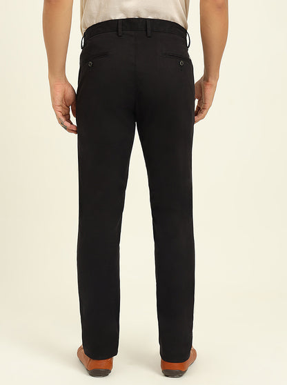 Black Solid Uno Fit Casual Trouser | JadeBlue