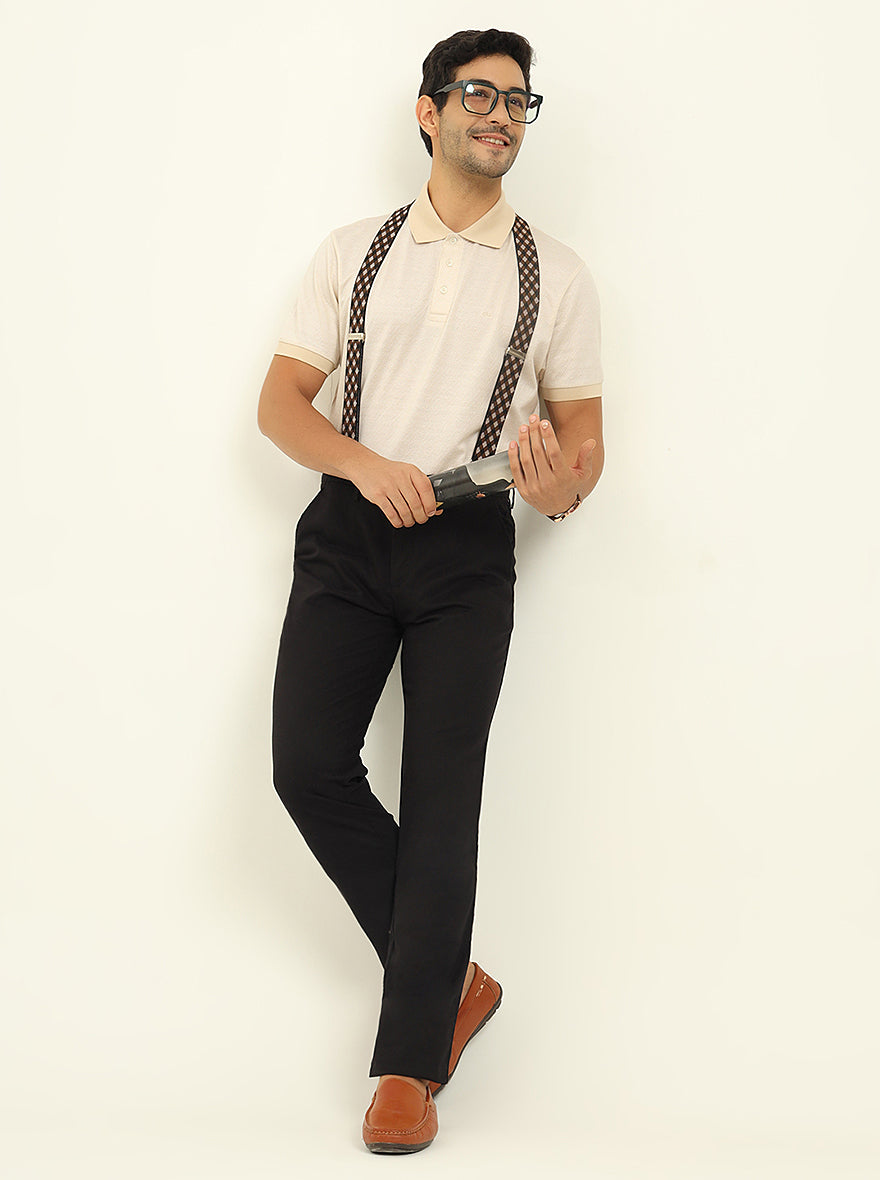 Black Solid Uno Fit Casual Trouser | JadeBlue