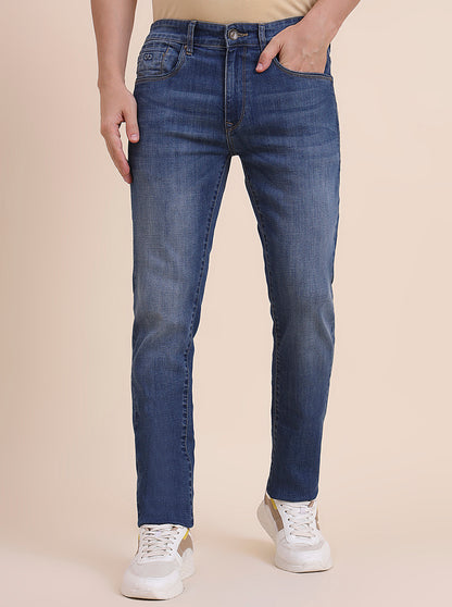 Mid Blue Washed Slim Fit Jeans | JadeBlue