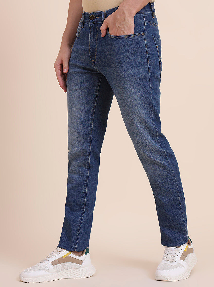 Mid Blue Washed Slim Fit Jeans | JadeBlue