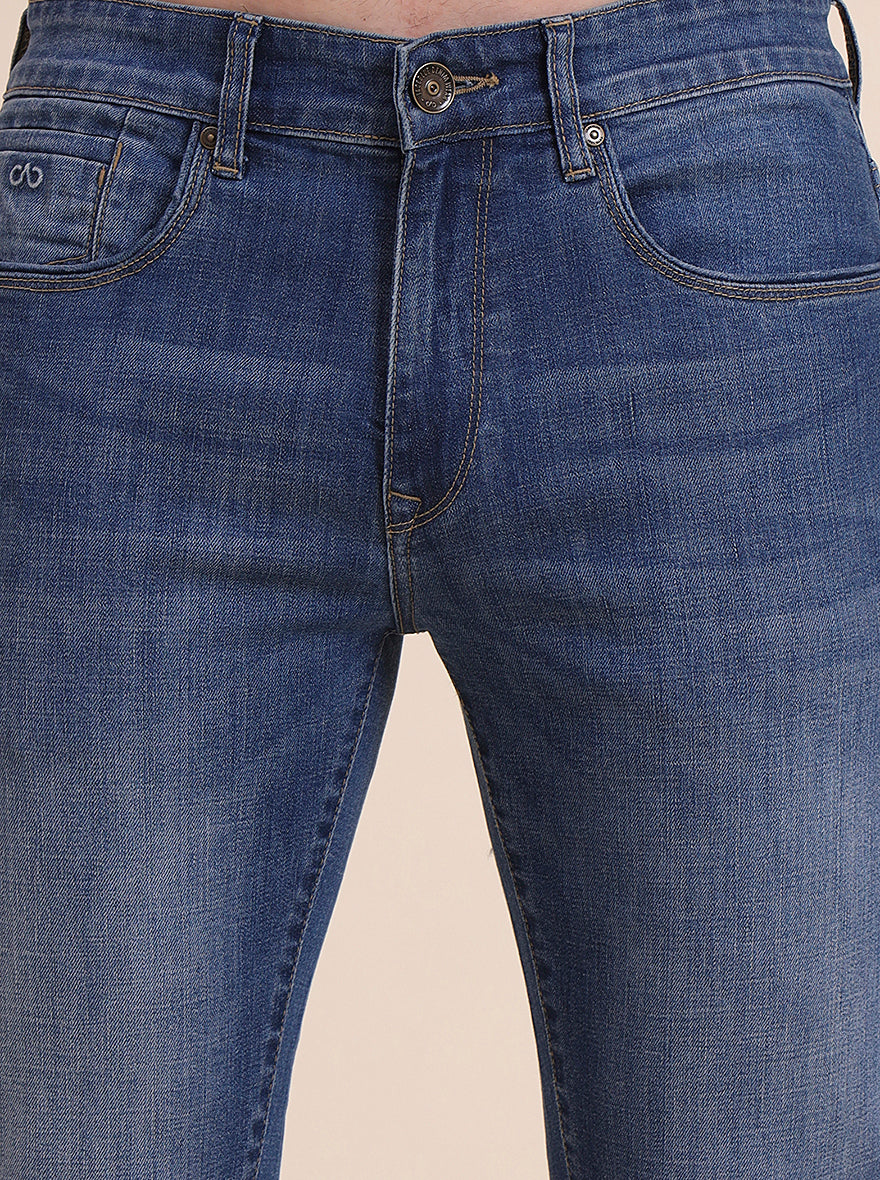 Mid Blue Washed Slim Fit Jeans | JadeBlue