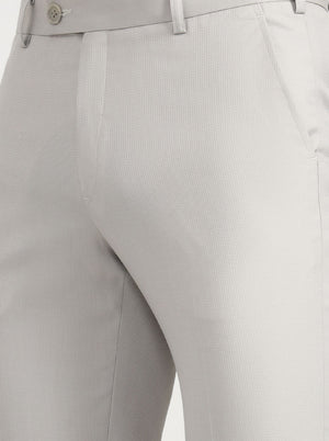 Light Grey Solid Slim Fit Formal Trouser | JadeBlue Super Luxe