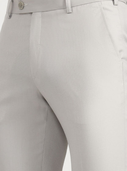 Light Grey Solid Slim Fit Formal Trouser | JadeBlue Super Luxe