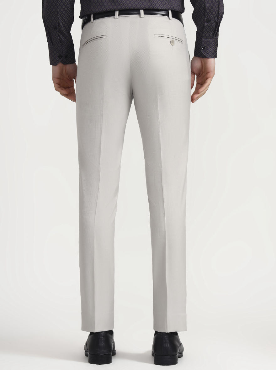Light Grey Solid Slim Fit Formal Trouser | JadeBlue Super Luxe