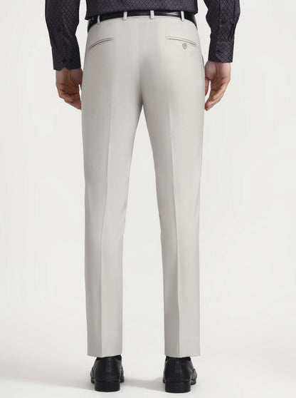 Light Grey Solid Slim Fit Formal Trouser | JadeBlue Super Luxe