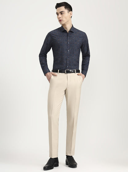 Green & Navy Blue Printed Slim Fit Party Wear Shirt | Wyre