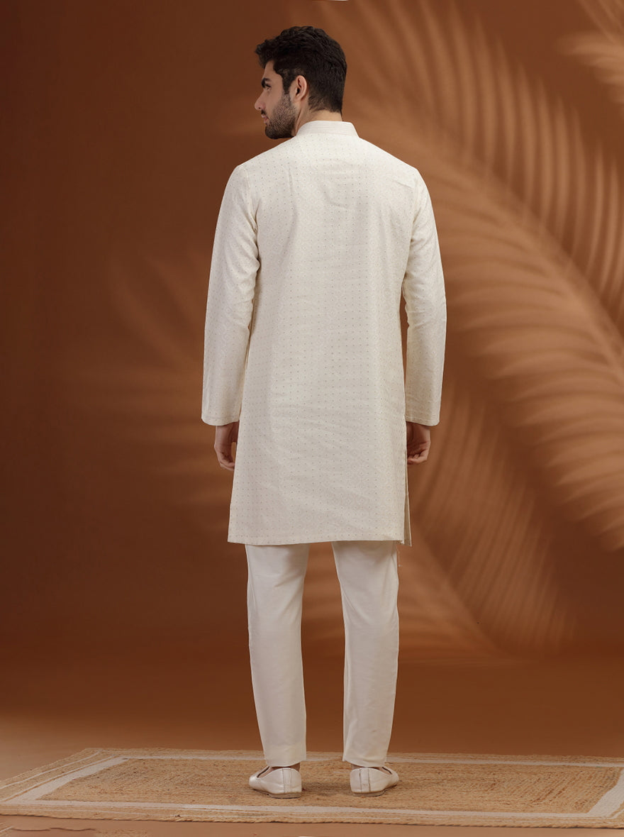 Ivory pattern woven Kurta Pajama | TULA