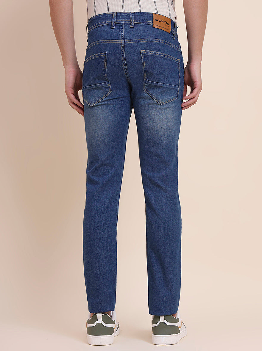 Indigo Blue Washed Narrow Fit Jeans | Greenfibre