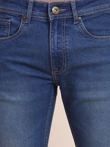 Indigo Blue Washed Narrow Fit Jeans | Greenfibre