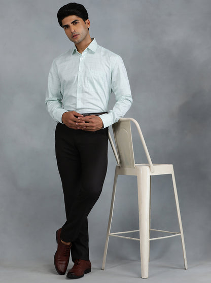 Light Green Checked Regular Fit Formal Shirt | JadeBlue