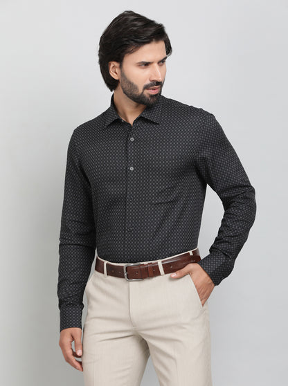 Dark Grey Checked Slim Fit Formal Shirt | JadeBlue Youth