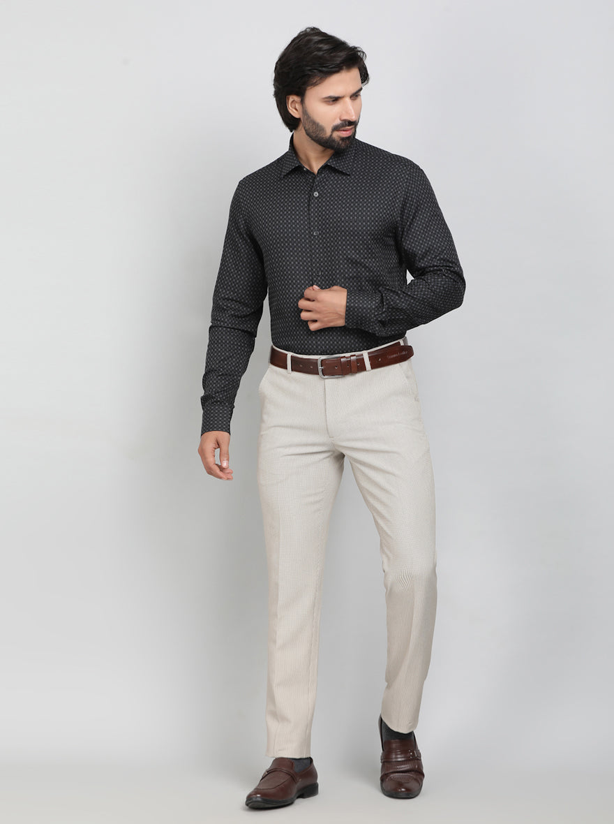 Dark Grey Checked Slim Fit Formal Shirt | JadeBlue Youth