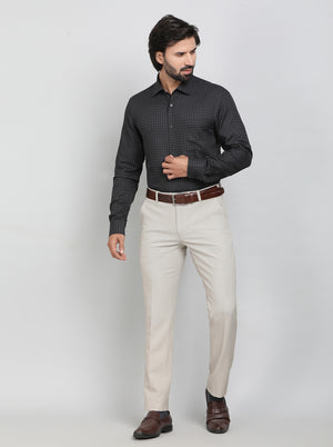 Dark Grey Checked Slim Fit Formal Shirt | JadeBlue Youth