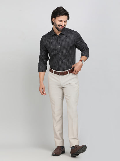 Dark Grey Checked Slim Fit Formal Shirt | JadeBlue Youth