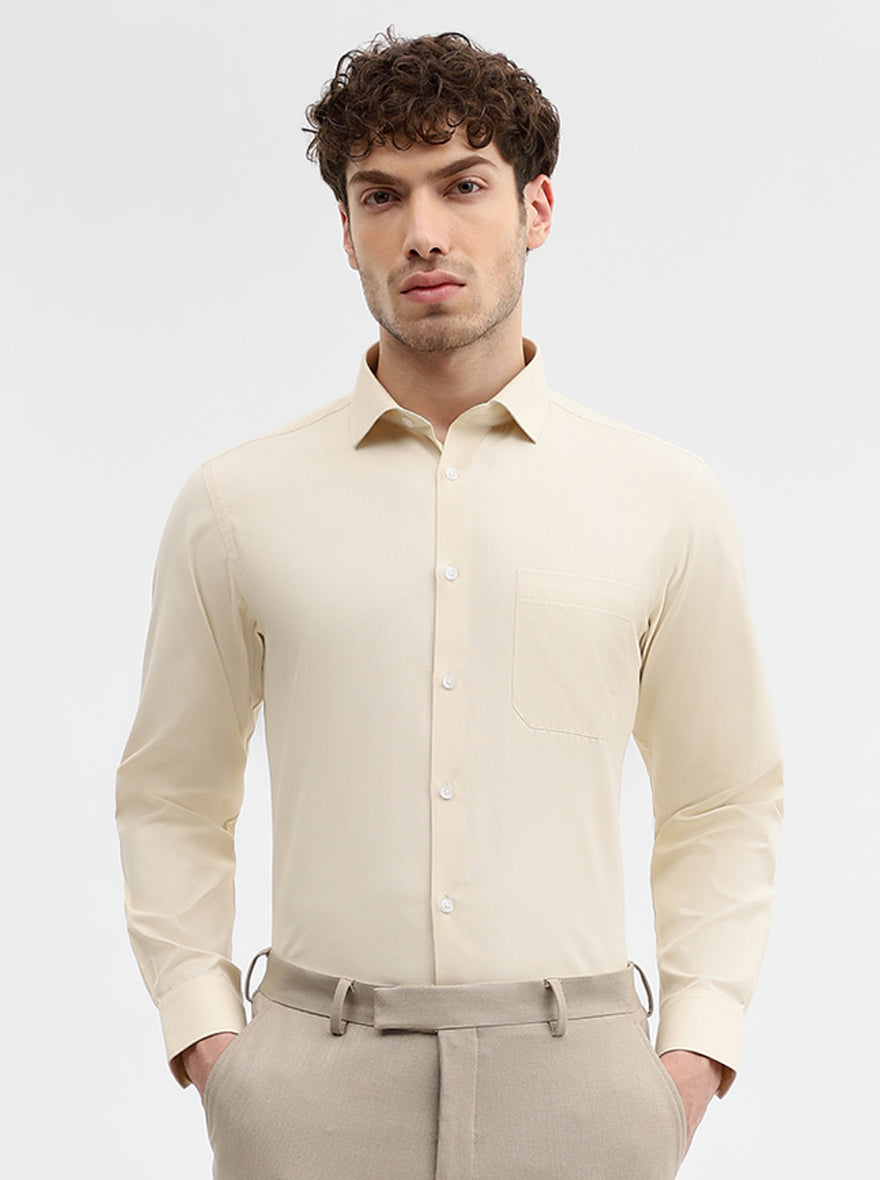 Fawn Solid Slim Fit Formal Shirt | Greenfibre