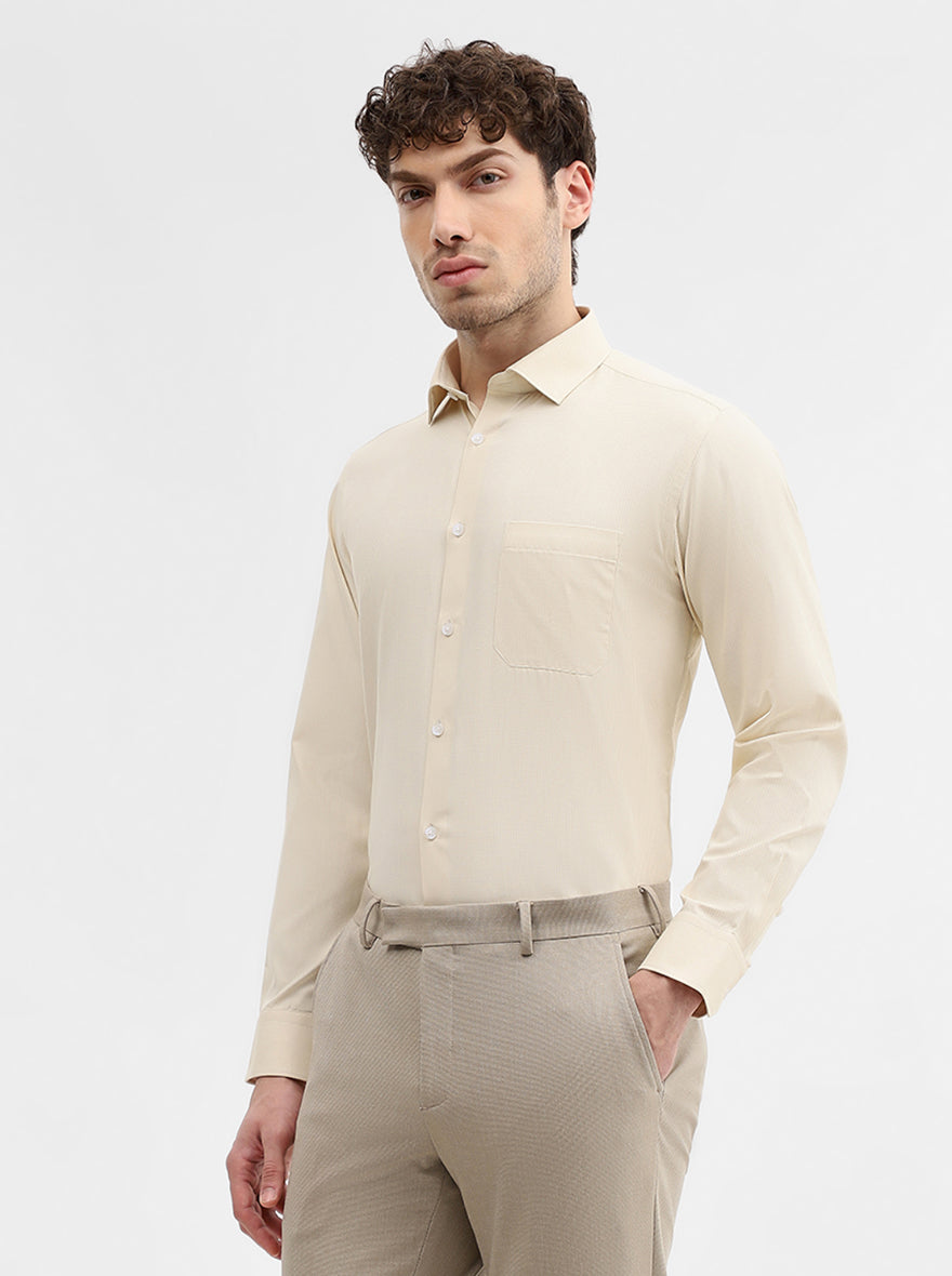 Fawn Solid Slim Fit Formal Shirt | Greenfibre