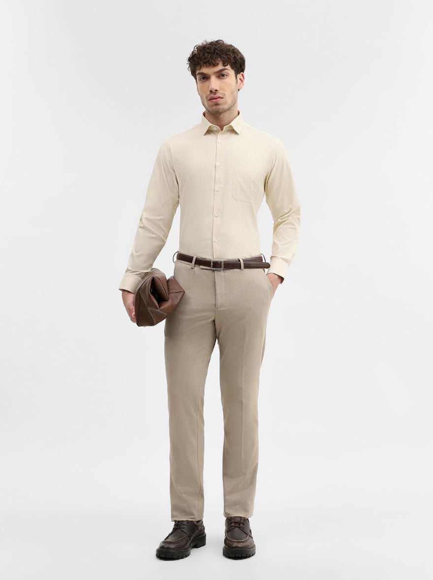 Fawn Solid Slim Fit Formal Shirt | Greenfibre