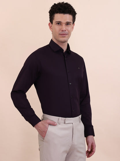 Purple Solid Slim Fit Party Wear Shirt | Greenfibre
