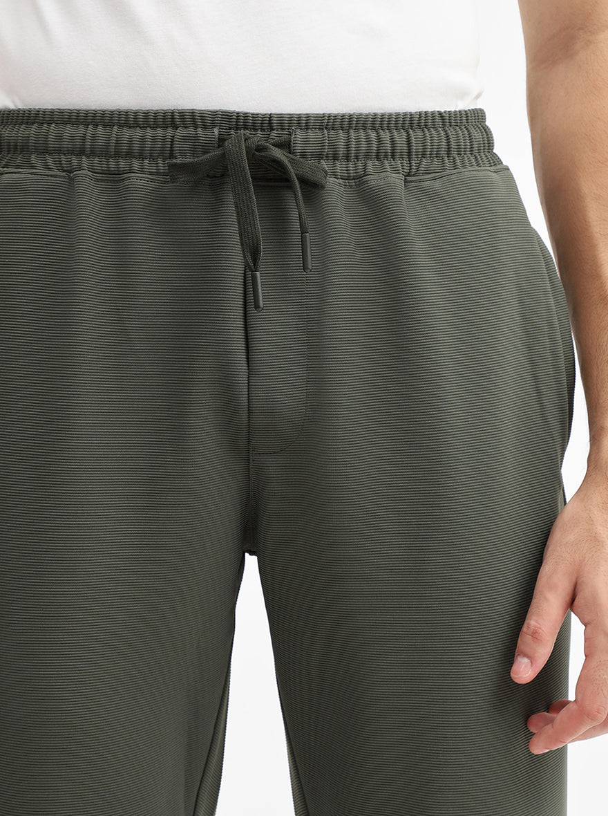 Olive Striped Slim Fit Track Pant | JadeBlue