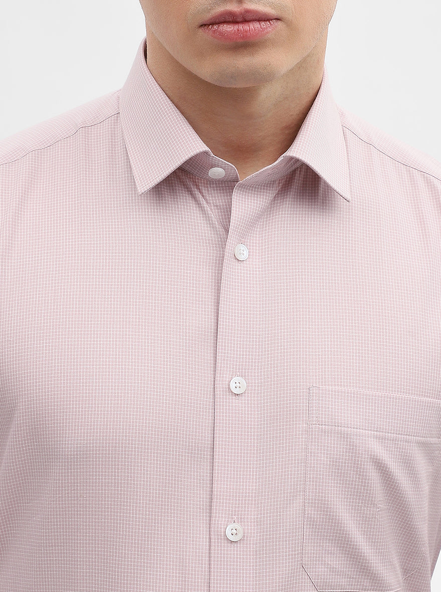 Pink Checked Regular Fit Formal Shirt | JadeBlue
