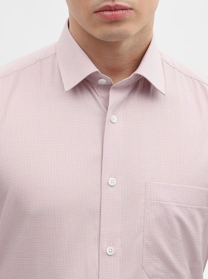 Pink Checked Regular Fit Formal Shirt | JadeBlue