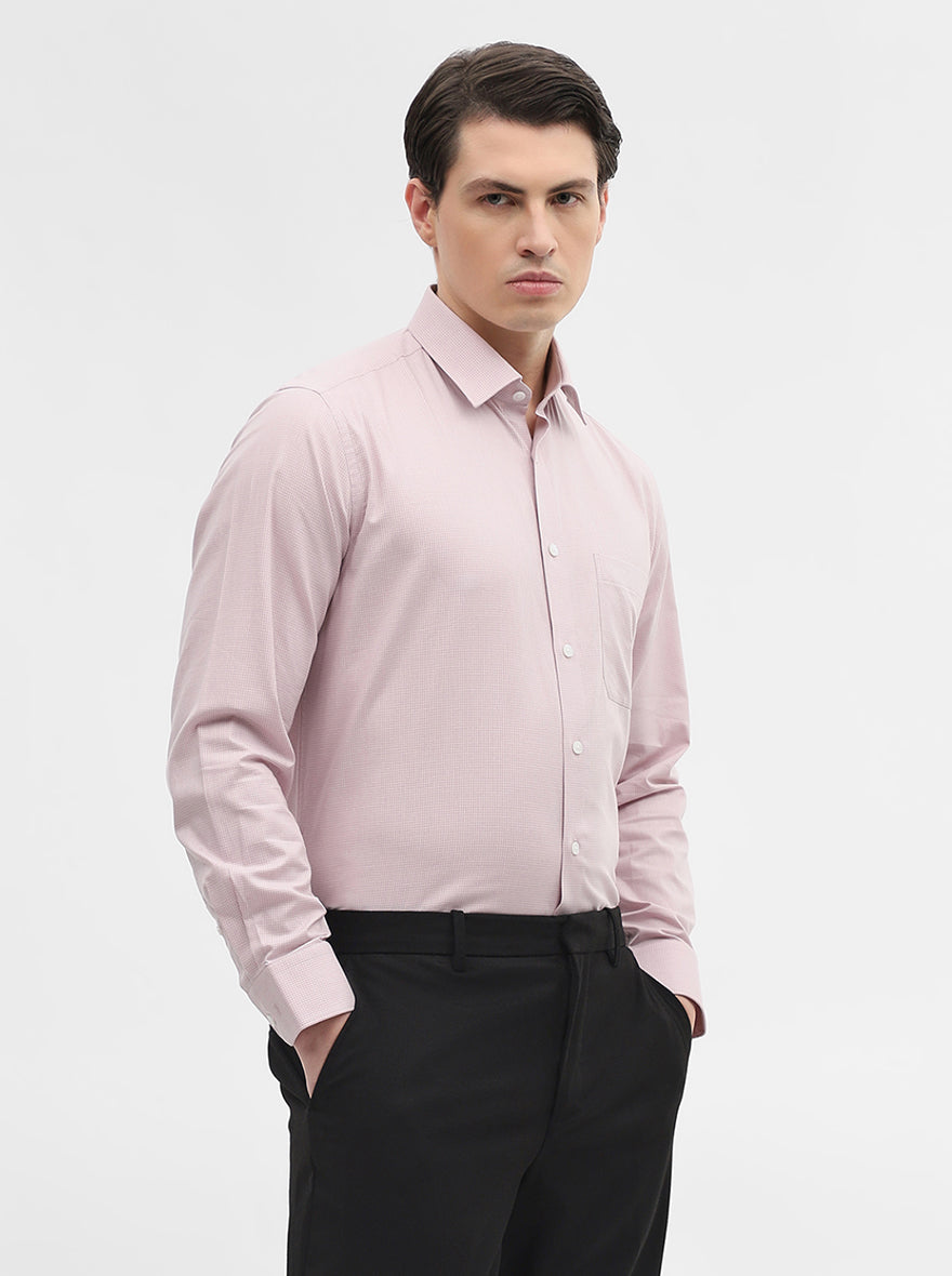 Pink Checked Regular Fit Formal Shirt | JadeBlue