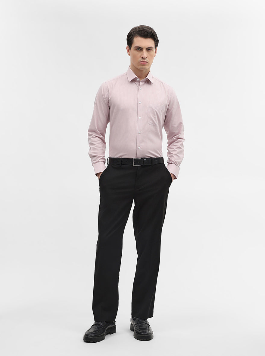 Pink Checked Regular Fit Formal Shirt | JadeBlue
