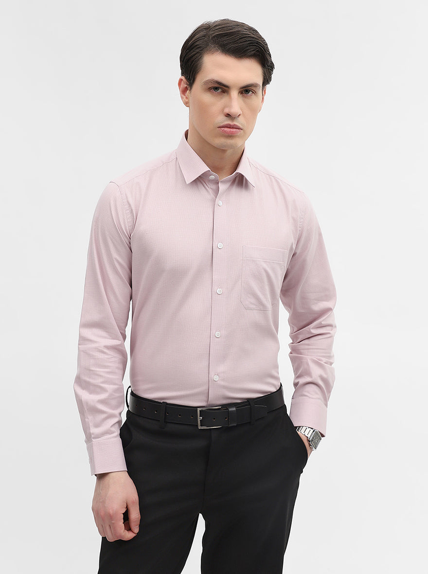 Pink Checked Regular Fit Formal Shirt | JadeBlue
