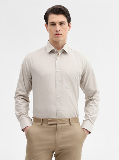 Beige Checked Regular Fit Formal Shirt | JadeBlue