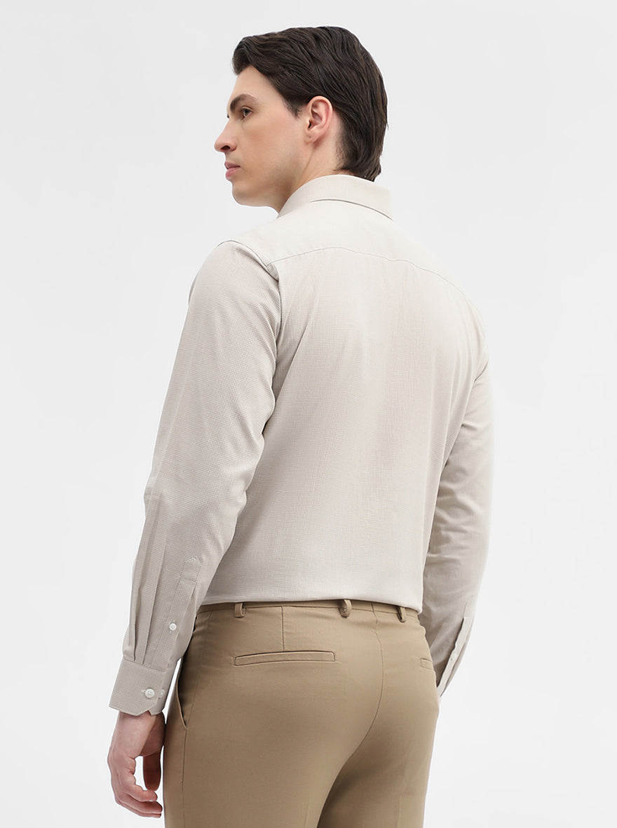 Beige Checked Regular Fit Formal Shirt | JadeBlue