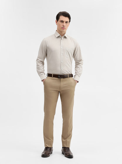 Beige Checked Regular Fit Formal Shirt | JadeBlue