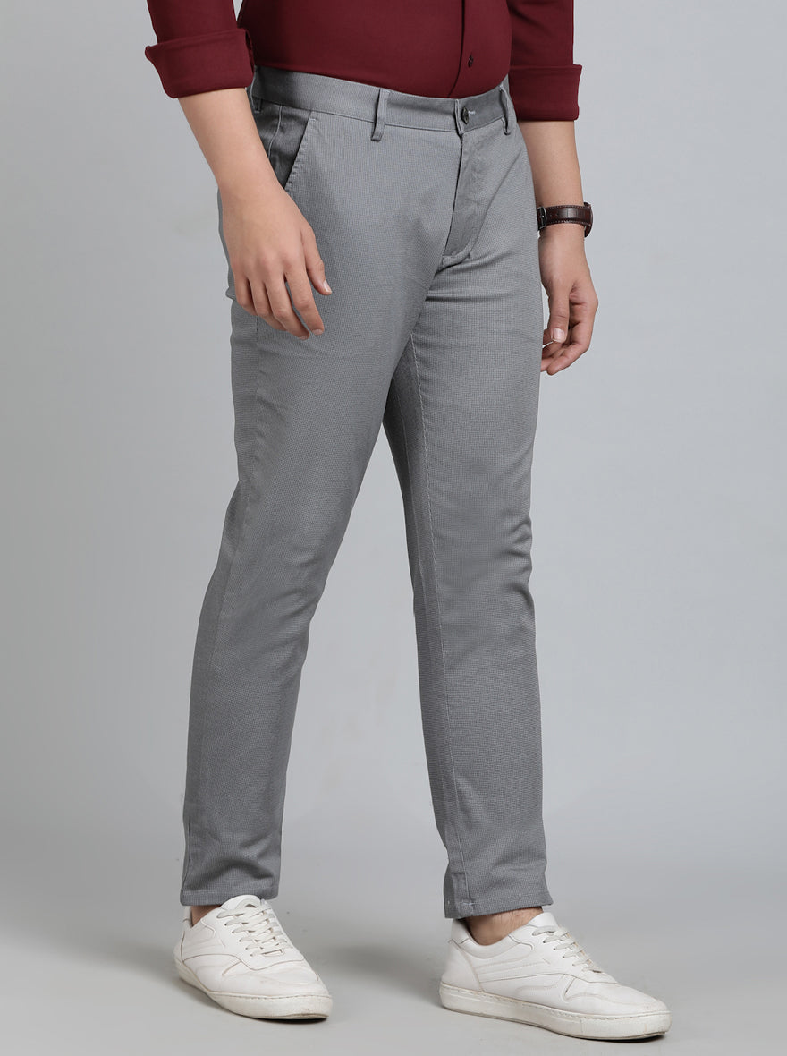 Light Grey Solid Uno Fit Casual Trouser | JadeBlue