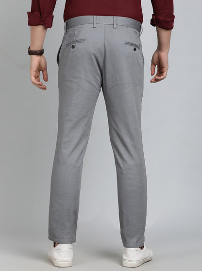 Light Grey Solid Uno Fit Casual Trouser | JadeBlue