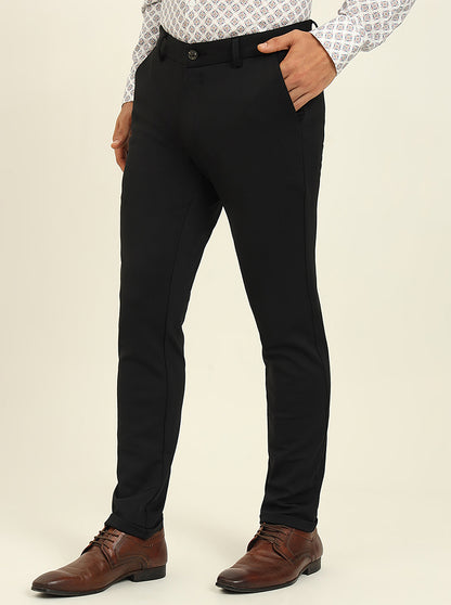 Black Solid Venice Fit Casual Trouser | JadeBlue