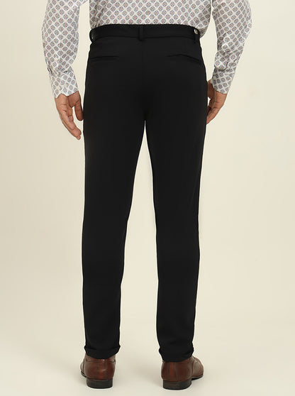 Black Solid Venice Fit Casual Trouser | JadeBlue
