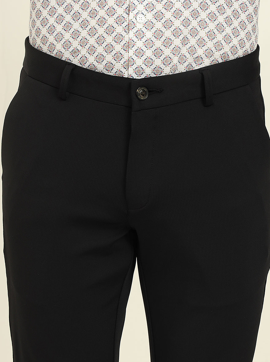 Black Solid Venice Fit Casual Trouser | JadeBlue