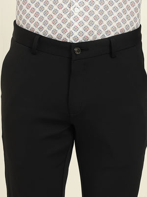 Black Solid Venice Fit Casual Trouser | JadeBlue