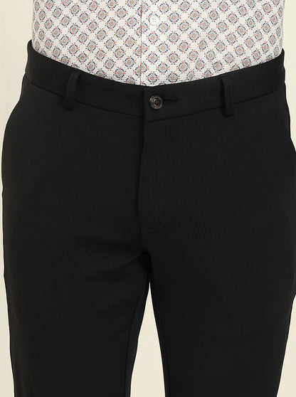 Black Solid Venice Fit Casual Trouser | JadeBlue