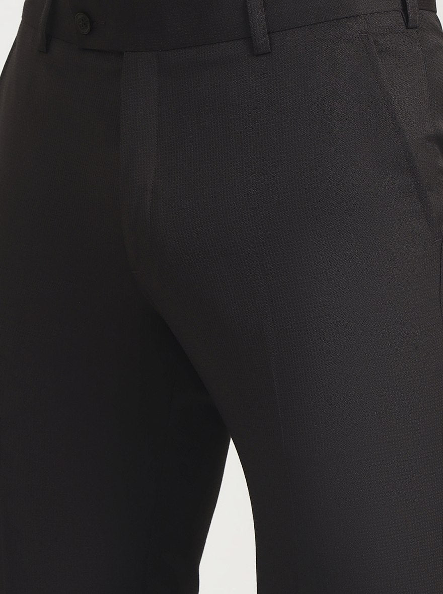 Dark Grey Solid Slim Fit Formal Trouser | JadeBlue Super Luxe