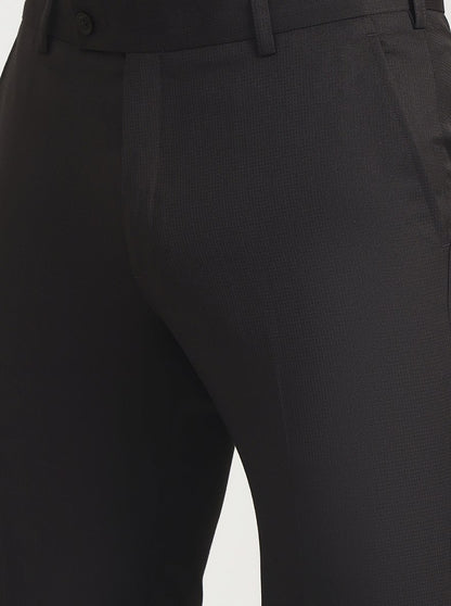 Dark Grey Solid Slim Fit Formal Trouser | JadeBlue Super Luxe