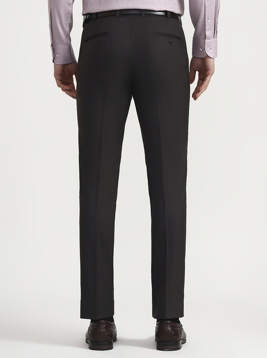 Dark Grey Solid Slim Fit Formal Trouser | JadeBlue Super Luxe