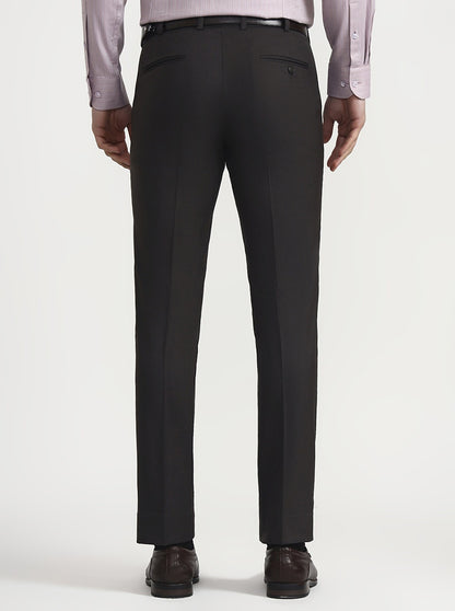 Dark Grey Solid Slim Fit Formal Trouser | JadeBlue Super Luxe
